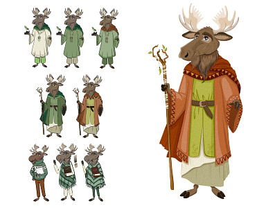 Moose druid animal art art brand character branding character character design children illustration design digital illustration druid fantasy character illustration illustrator kids character moose sketch