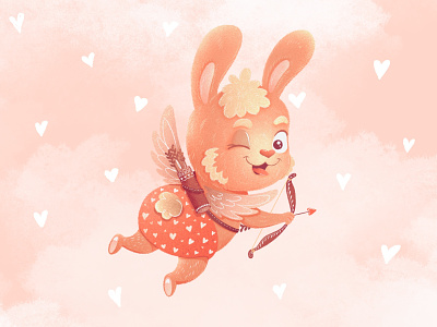 Little bunny cupid animal art brand character bunny character character design children illustration cupid heart illustration illustrator love pink sent valentines day st valentines day