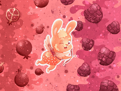 Little cupid. Pomegranate and raspberry animation brand character branding character character design children character children illustration cupid granate heart illustration lemonade love package packaging design raspberry valentines day