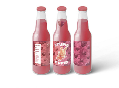 Stupid cupid. Pomegranate and raspberry lemonade animal art bunny character character design children character children illustration cupid cute art design illustration kids character love packaging packaging design product design valentines day