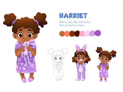 HARRIET. Character design animal art bunny character character design children illustration cute fear girl hare illustration kids character kids illustration rabbit toy