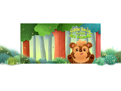 Little bear. Cover animal art bear bush character character design children book children illustration cover cover design cute design illustration illustrator kawaii lettering lettering logo picture book textures