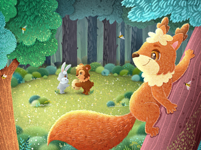 Little bear. Squirrel animal art animal character art book illustration character character design children book children character children illustration cute design forest illustration illustrator kawaii picture book squirrel textures