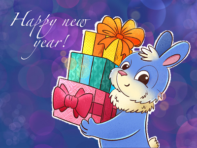 2023 animal art bunny card design character character design children character children illustration cute gift greetingcard happy new year hare illustration illustrator kawaii