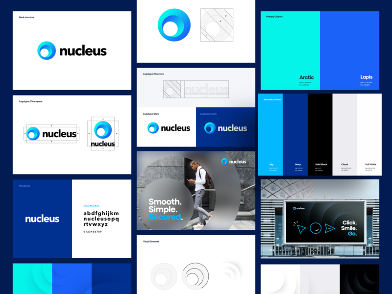 Nucleus - Branding brand brand guide branding color palette logo nucleus payment typeface