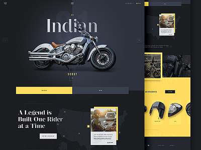 Vintage Rides Concept accessories clean concept indian layout motorcycles one page rides typography vintage website