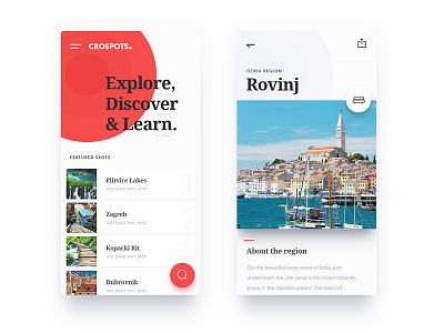 CroSpots - Mobile Web croatia design layout mobile tourism travel website