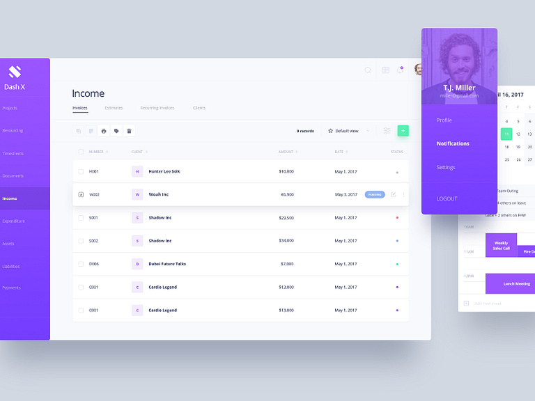 dashX - Income Dashboard by kreativa on Dribbble