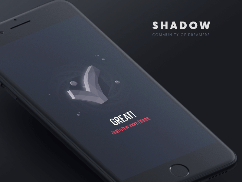 Shadow - Onboarding 2 animation app community dream gif ios iphone polygons shadow star success