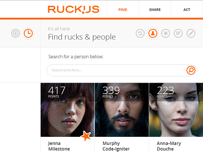 Ruckus - Find page (people) people photoshop politics ruckus snippet web design web site