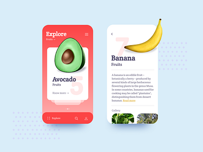 Explore Fruits app design figma illustration mobile app procreate typography ui ux vector