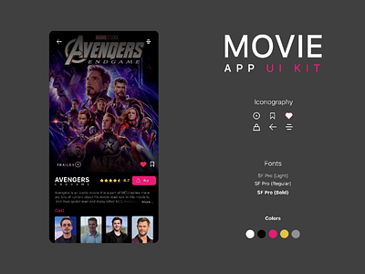 Movie app UI kit app movie avenger ui ux