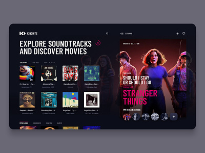 Kinohits (saas platform) on Desktop interface movies app music music app music app ui playlists sass software ui soundtrack ui user interface design ux ux design visual design
