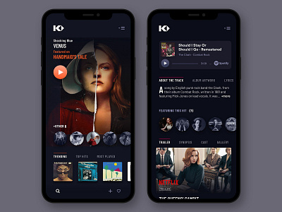 Kinohits (saas platform) on Mobile dark mode mobile app design movies app music app playlists responsive design saas app saas design soundtracks ui user interface design ux ux design