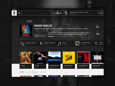 Soundtracker Desktop App — 1 album cover desktop app futura music player playlists soundtrack stranger things typography ui user interface design ux