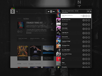 Soundtracker Desktop App — 2 album cover desktop app futura music player playlists soundtrack stranger things typography ui user interface design ux