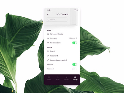 Daily UI #007 - Settings books clean dailychallenge dailyui design goodreads goodreads app reading settings typography ui user interface design ux visual design webdesign