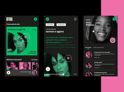 Cutuca app music podcast ui
