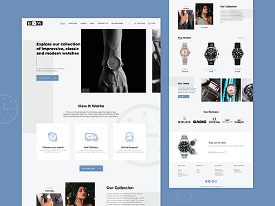 Bow Watch Website | UX/UI Design adobe xd clean design designer landingpage logo minimalist onlineshop simple typogaphy ui ux watch watches web website