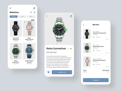 Mobile App for Selling Watches adobe xd app branding clean design designer minimalist mobile simple typography ui ux watch