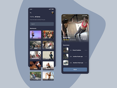 Workout Mobile App adobe xd app branding clean clean ui design designer fitness gym mobile mobile app simple typography ui ux workout