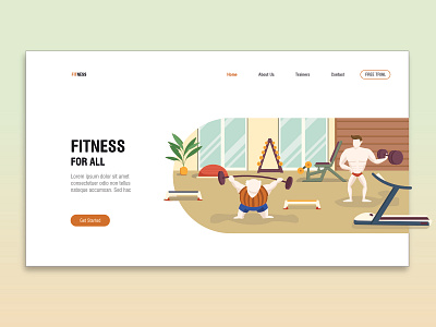 Daily UI challenge #003 - Landing Page character clean dailyui design desktop fitness gym homepage illustrator landing page minimal ui website