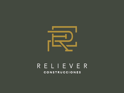 Reliever construction gold green icon logo monogram
