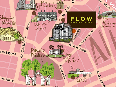 Mapa Flow brazil city map curitiba drawing illustration map