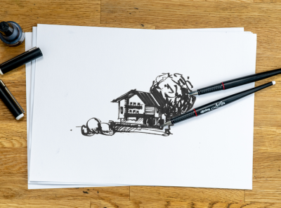 Gasthof Tirol Sketch branding concept design fountain pen illustration logo pen and ink sketch