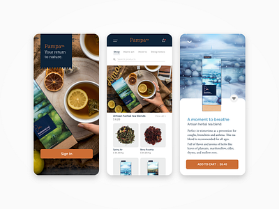 Pampa tea shop app design mobile mobile app design mobile design tea ui ux