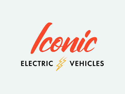 Iconic Electric Vehicles branding conversion electric engineer ev hand drawn iconic logo mechanic orange script transformation vehicles