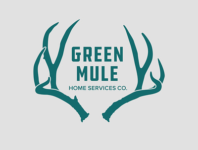 Green Mule Logo antlers blue collar branding ddc deer design green green logo home services horns illustration logo logo design mule small business vector