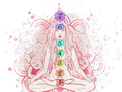 Chakras chakras feminine girl illustration illustration art meditation woman yoga