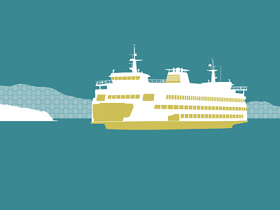 Ferry boat ferry illustration pattern seattle
