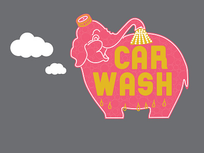 Elephant car elephant illustration sign wash