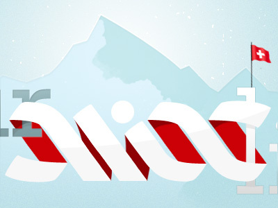 Our Swiss Life blog blue mountain red snow typography white