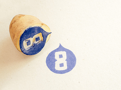 Potato Stamp 8 blue carving drupal ink paper potato stamp