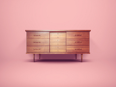 Pink Drawers art brass dresser furniture mid century modern photography pink print room vintage wood