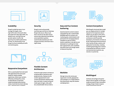 Drupal Features & Benefits drupal icon icon set masonry web design