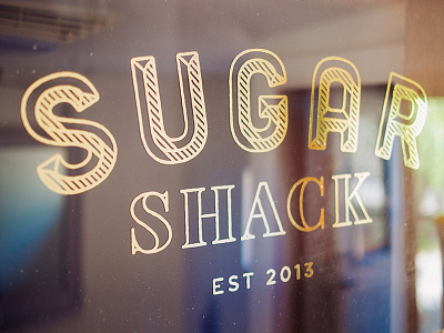 Sugar Shack gold hand lettering lettering lumi sign type typography vinyl decal window