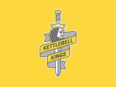 Kettlebell Kings banner decal illustration kettlebell king ribbon sticker sword t shirt vector yellow