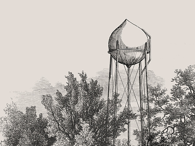 Drupal Tower cross hatch drawing drupal etching illustration pen and ink texas water tower web design