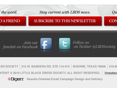 Newsletter Footer button design facebook newsletter template twitter typography