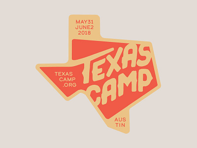 Texas Camp '18 branding camp drupal event sticker swag texas type
