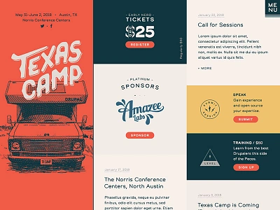 Texas Camp Home css grid drupal home interface landing layout react ui ux web web design website