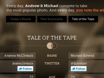 Tale of the Tape about comparison navigation twitter typography vinn diagram web design website