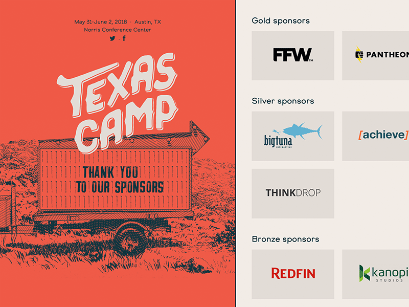 Sponsors branding camp design illustration sponsors texas thank you web design website