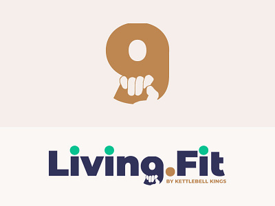 Living.Fit Concept branding fitness g hand identity kettlebell lettering logo mark type typography