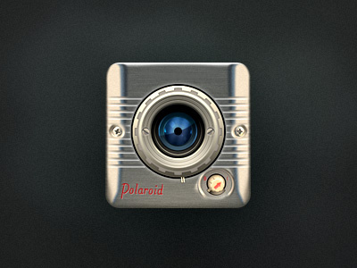 Polaroid camera dark design icon metallic shiny