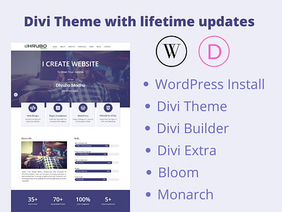 I will install Divi theme with lifetime updates